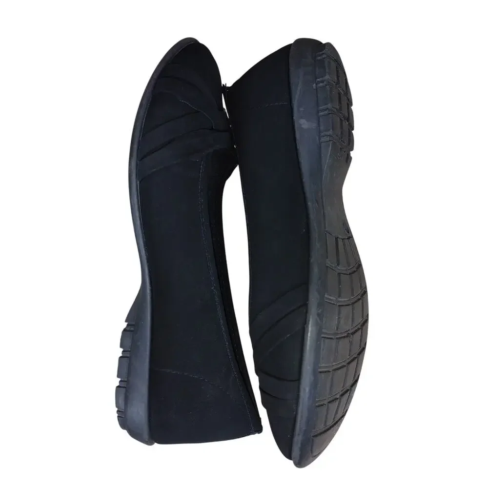 Harborsides Flats Women’s 9 Black Strappy Memory Foam Casual Comfort Dress Shoes